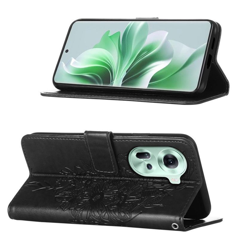 Puzdro Oppo Reno 11 5g Kvetinový Motýľ S Remienkom