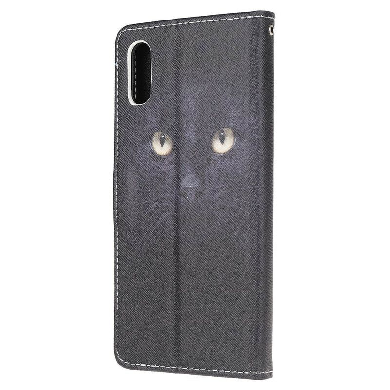 Kožené Puzdro Xiaomi Redmi 9A Strappy Black Cat Eyes