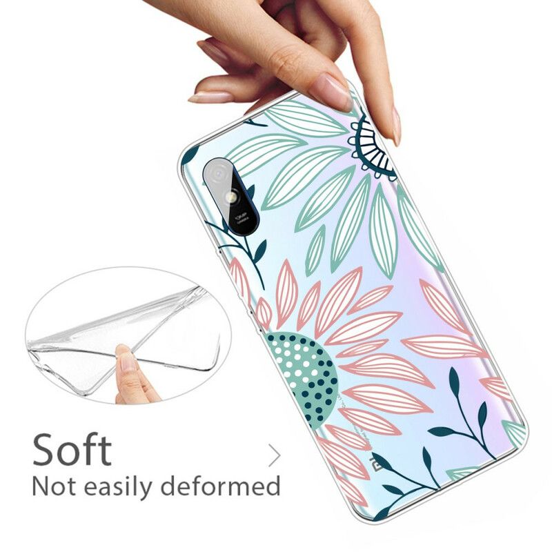 Kryt Xiaomi Redmi 9A Transparentný Jeden Kvet