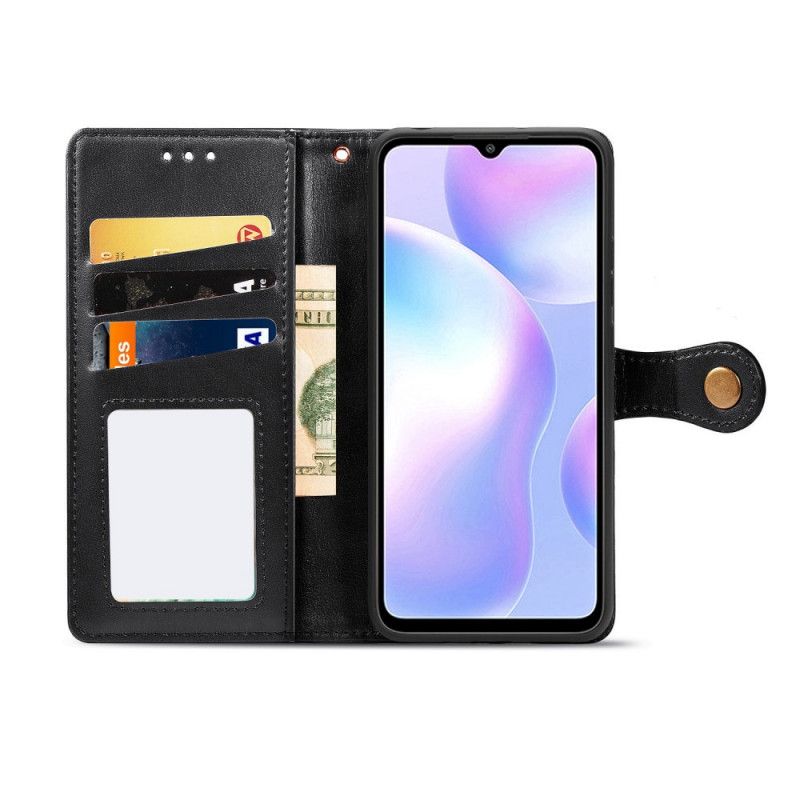 Peňaženkový Kryt Xiaomi Redmi 9A Umelá Koža A Vintage Spona