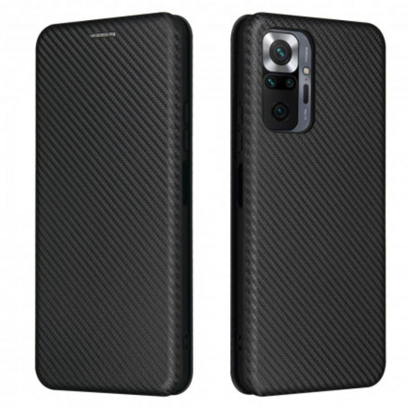Flipové Puzdro Xiaomi Redmi Note 10 Pro Kožené Puzdro Uhlíkové Vlákno S Oporným Krúžkom