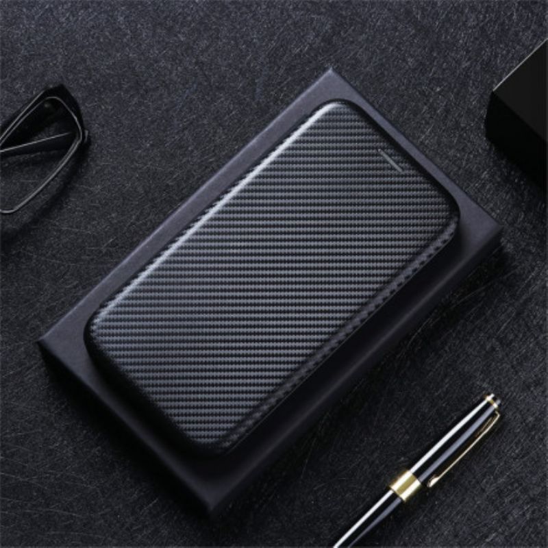 Flipové Puzdro Xiaomi Redmi Note 10 Pro Kožené Puzdro Uhlíkové Vlákno S Oporným Krúžkom