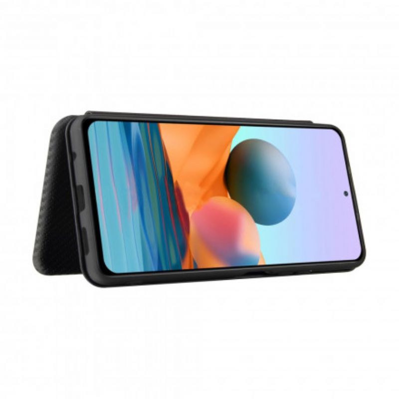 Flipové Puzdro Xiaomi Redmi Note 10 Pro Kožené Puzdro Uhlíkové Vlákno S Oporným Krúžkom