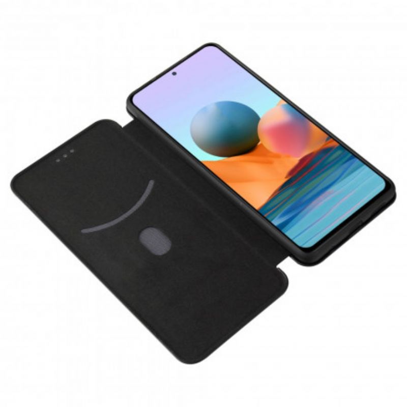 Flipové Puzdro Xiaomi Redmi Note 10 Pro Kožené Puzdro Uhlíkové Vlákno S Oporným Krúžkom