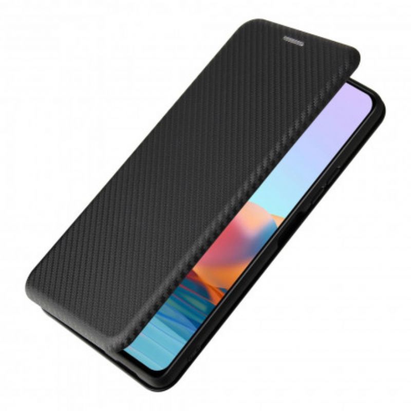 Flipové Puzdro Xiaomi Redmi Note 10 Pro Kožené Puzdro Uhlíkové Vlákno S Oporným Krúžkom
