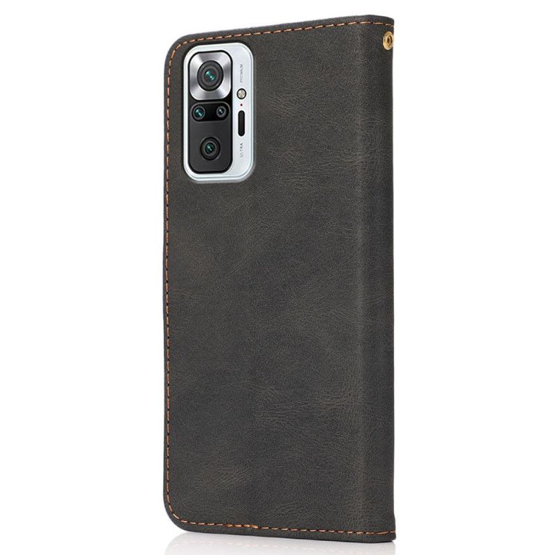 Kožené Puzdro Xiaomi Redmi Note 10 Pro Dvojfarebná Trojuholníková Umelá Koža