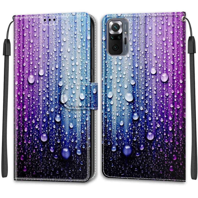 Kožené Puzdro Xiaomi Redmi Note 10 Pro Kvapky Vody So Šnúrkou