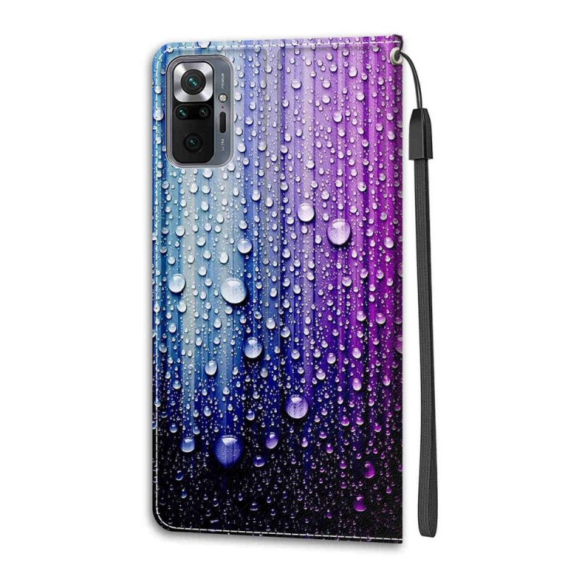 Kožené Puzdro Xiaomi Redmi Note 10 Pro Kvapky Vody So Šnúrkou