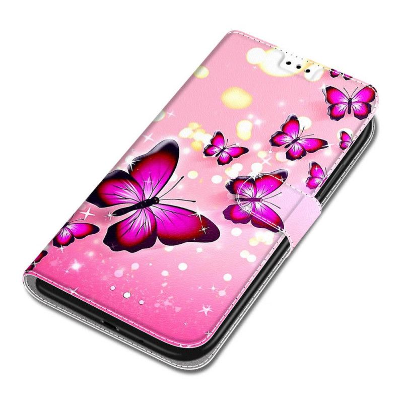 Kožené Puzdro Xiaomi Redmi Note 10 Pro Motýle A Šnúrka