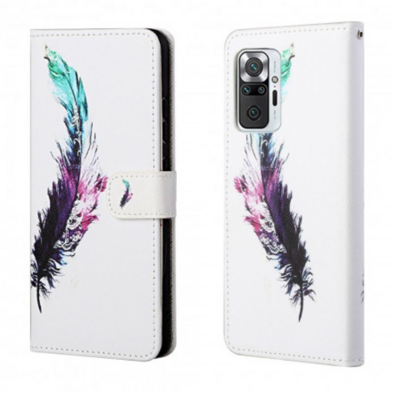 Kožené Puzdro Xiaomi Redmi Note 10 Pro Pierka So Šnúrkou