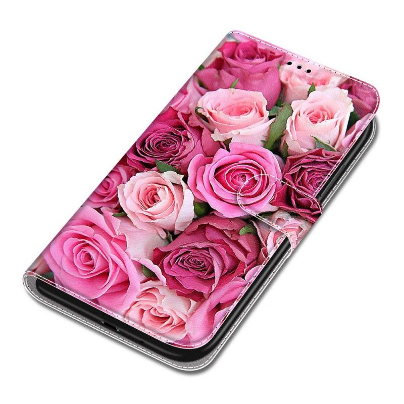 Kožené Puzdro Xiaomi Redmi Note 10 Pro Popruhové Ruže