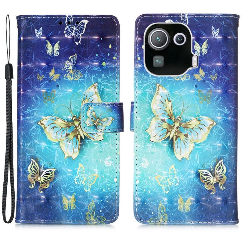Flipové Puzdro Xiaomi Mi 11 Pro Zlaté Motýle