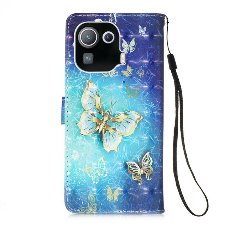 Flipové Puzdro Xiaomi Mi 11 Pro Zlaté Motýle