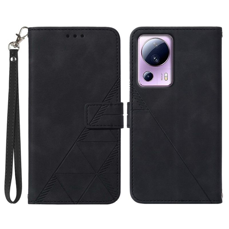 Kožené Puzdro Xiaomi 13 Lite Trojuholníky Popruhov