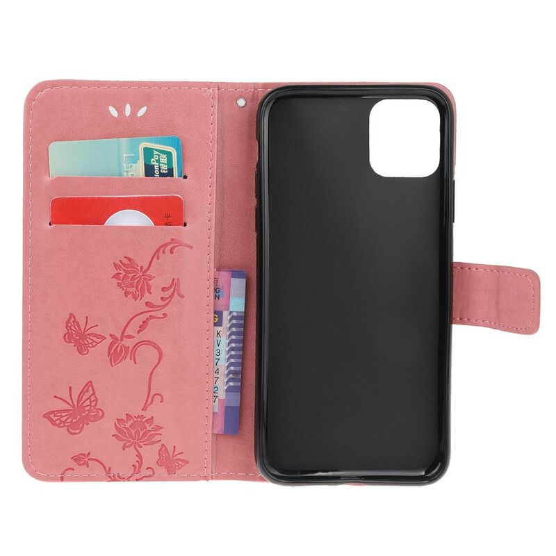 Kožené Puzdro iPhone 11 Pro Strappy Kvetinová