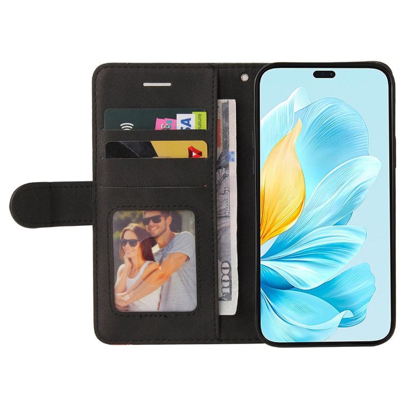 Kožené Puzdro Honor 200 Lite Kryt Na Mobil Dvojfarebná Vlnovka
