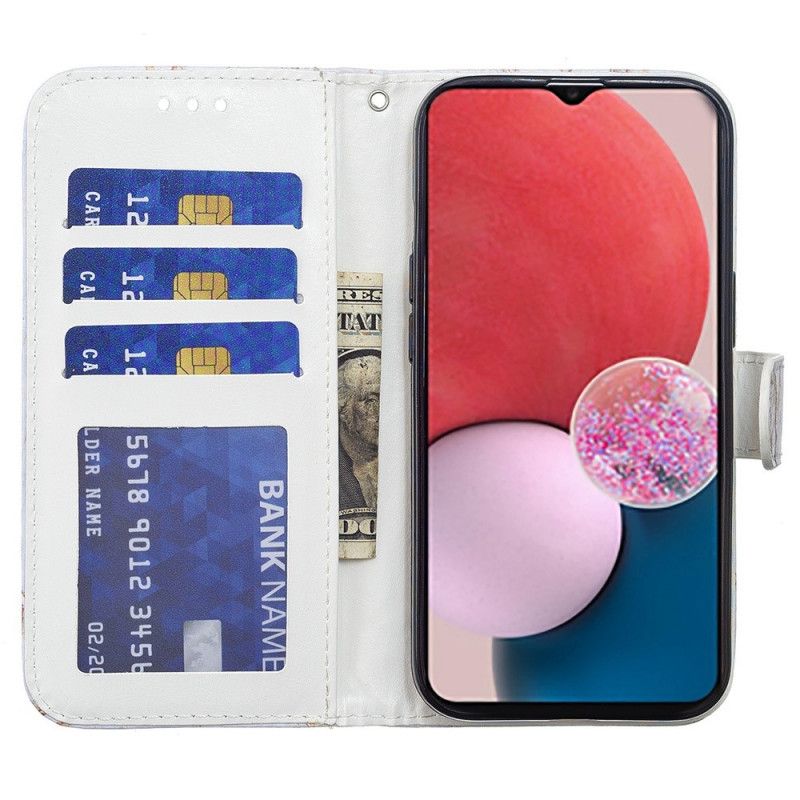 Kožené Puzdro Samsung Galaxy A13 Skvelý Vlk S Lanyardom