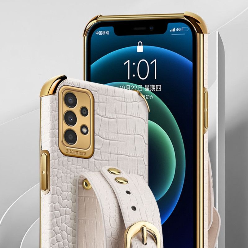 Kryt Samsung Galaxy A13 Krokodílový Štýl S Podporným Popruhom