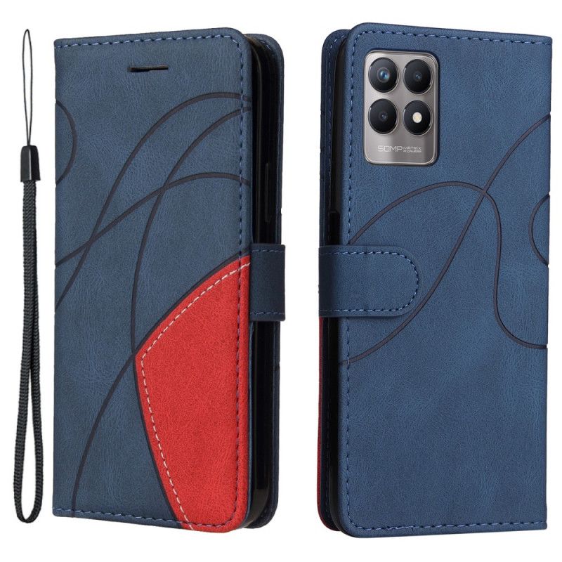 Kožené Puzdro Realme 8i Dvojfarebná Charakteristická Umelá Koža