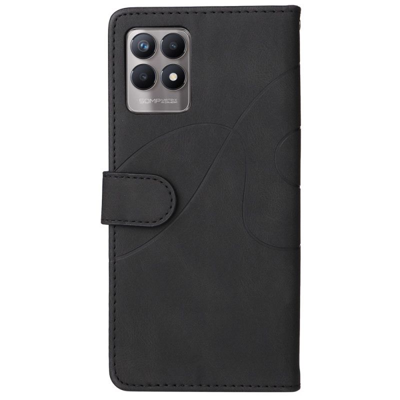 Kožené Puzdro Realme 8i Dvojfarebná Charakteristická Umelá Koža