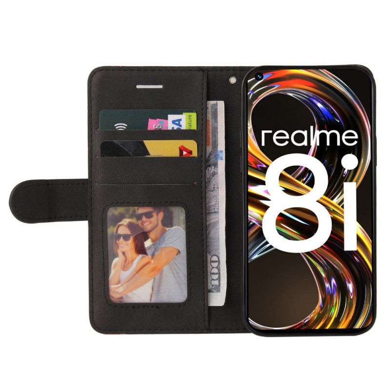 Kožené Puzdro Realme 8i Dvojfarebná Charakteristická Umelá Koža