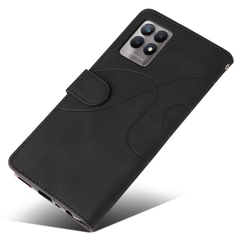 Kožené Puzdro Realme 8i Dvojfarebná Charakteristická Umelá Koža