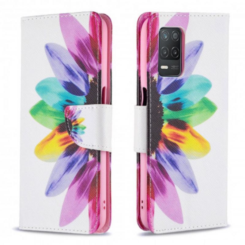 Kožené Puzdro Realme 8 5G Akvarelový Kvet