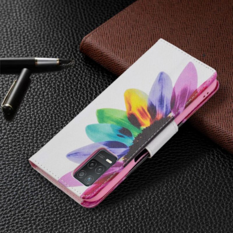 Kožené Puzdro Realme 8 5G Akvarelový Kvet