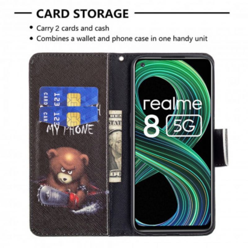 Kožené Puzdro Realme 8 5G Nebezpečný Medveď