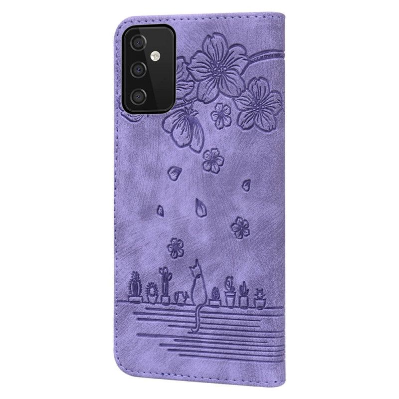 Kožené Puzdro Samsung Galaxy A34 5G Kvetinové Tangá Cat