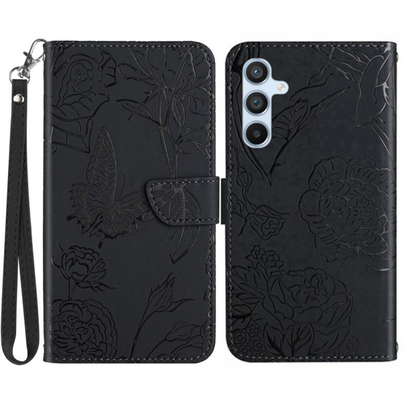Kožené Puzdro Samsung Galaxy A34 5G Motýľ So Šnúrkou