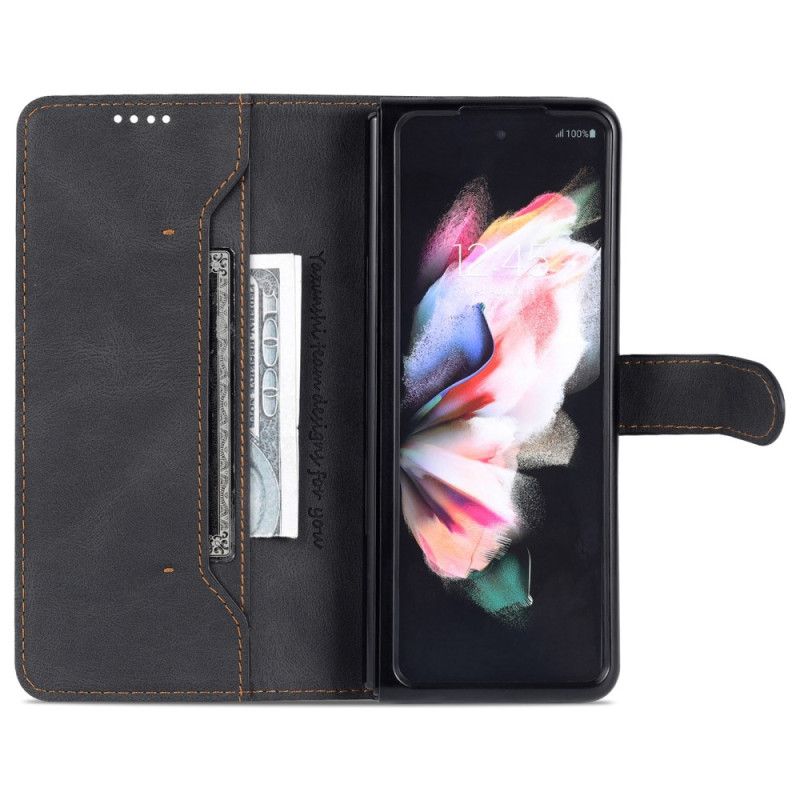 Kožené Puzdro Samsung Galaxy Z Fold 5 Kožený Efekt Azns