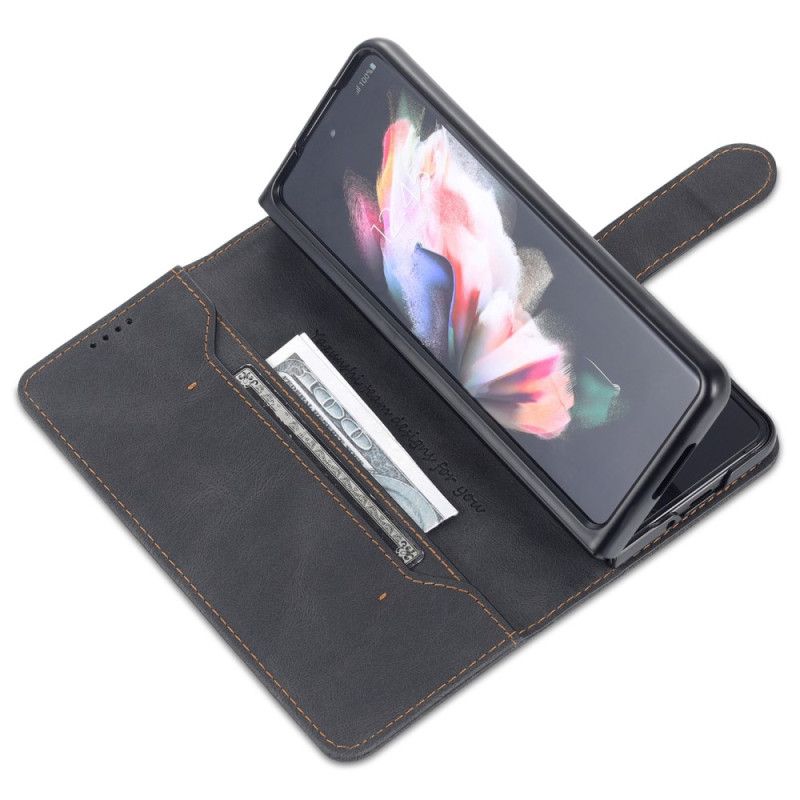 Kožené Puzdro Samsung Galaxy Z Fold 5 Kožený Efekt Azns