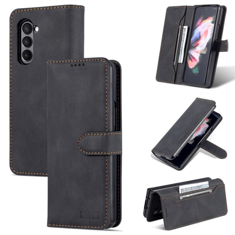 Kožené Puzdro Samsung Galaxy Z Fold 5 Kožený Efekt Azns