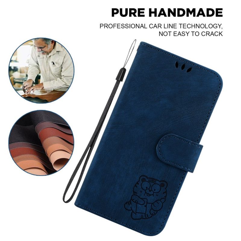 Kožené Puzdro Realme 12 Pro / 12 Pro Plus Malý Tiger S Popruhom