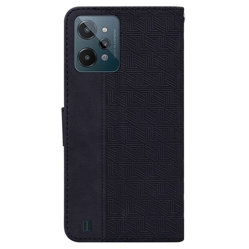 Kožené Puzdro Realme C31 Geometrické Z Umelej Kože S Remienkom