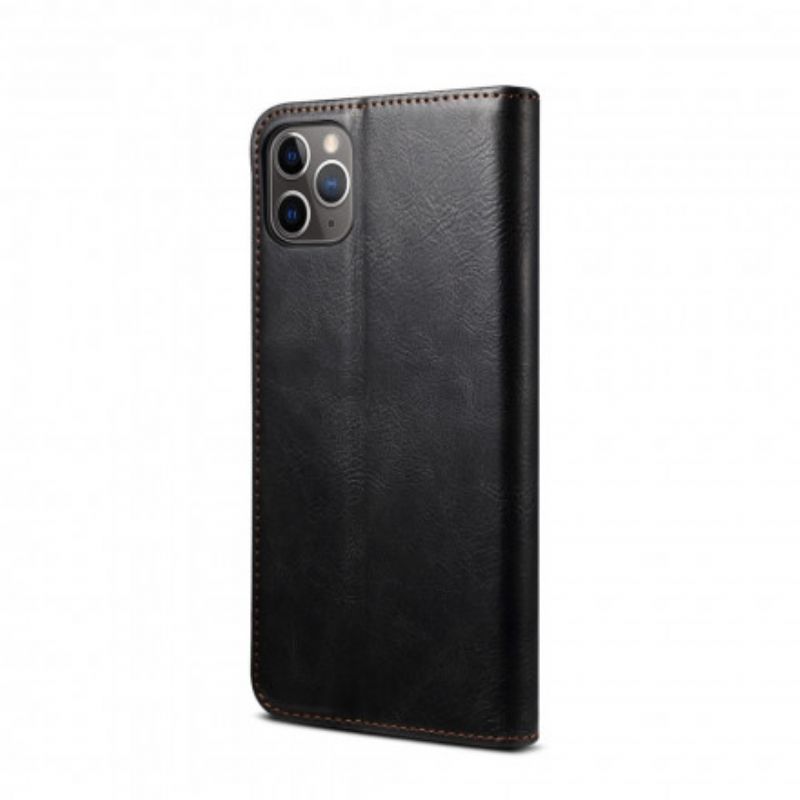 Flipové Puzdro iPhone 11 Pro Max Kožené Puzdro Voskovaná Umelá Koža