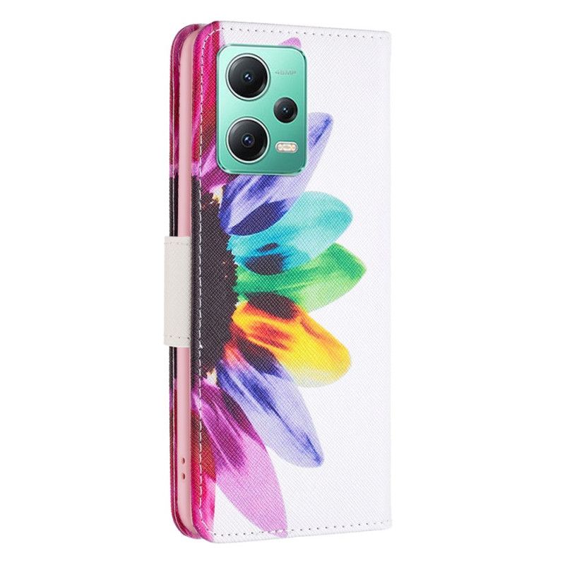 Kožené Puzdro Xiaomi Redmi Note 12 5G Akvarelový Kvet