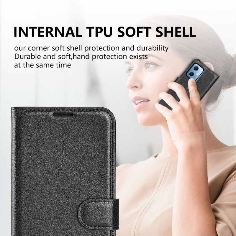 Kožené Puzdro Xiaomi Redmi Note 12 5G Klasický Kožený Efekt Litchi