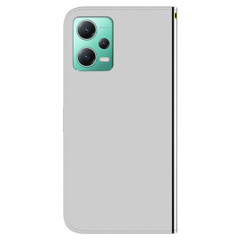 Kožené Puzdro Xiaomi Redmi Note 12 5G Umelá Zrkadlová Koža S Remienkom