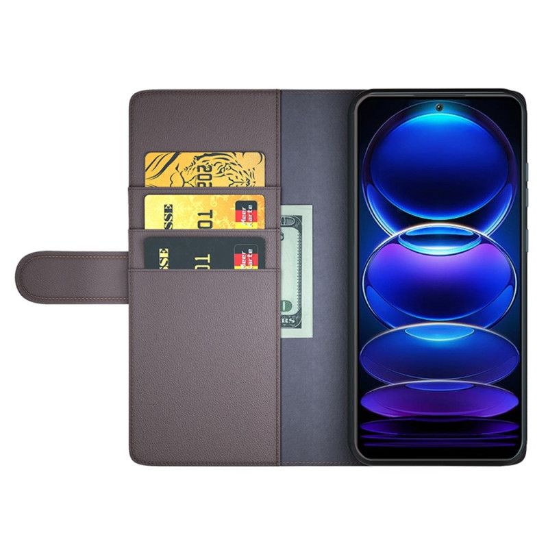 Peňaženkový Kryt Xiaomi Redmi Note 12 5G Pravá Koža