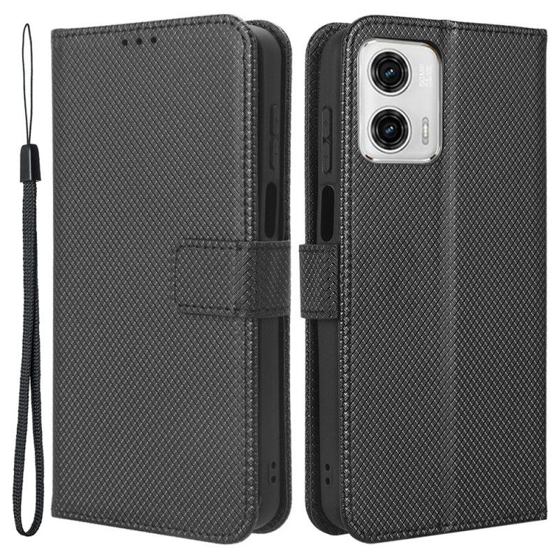 Flipové Puzdro Moto G73 5G Štýlový Remienok Z Umelej Kože