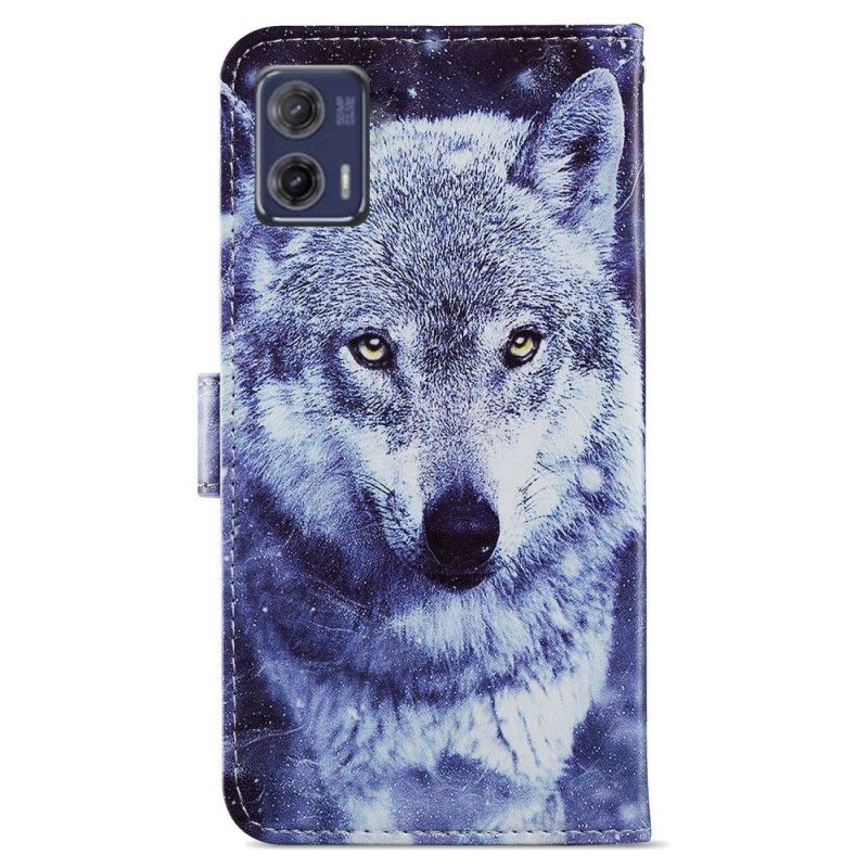 Kožené Puzdro Moto G73 5G Lanyard Wolf