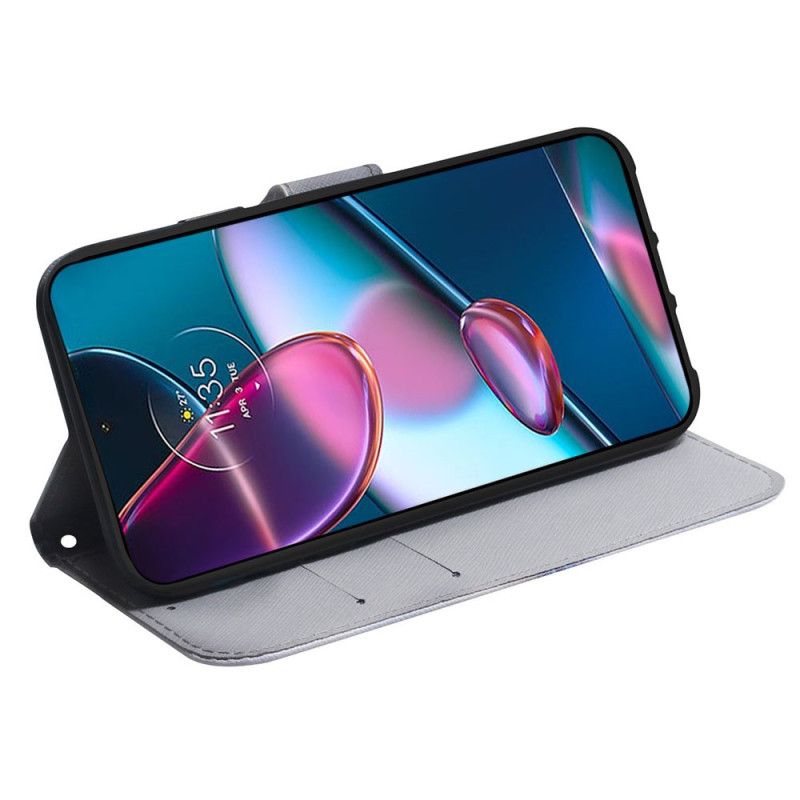 Kožené Puzdro Moto G73 5G Maľba Strappy Owls