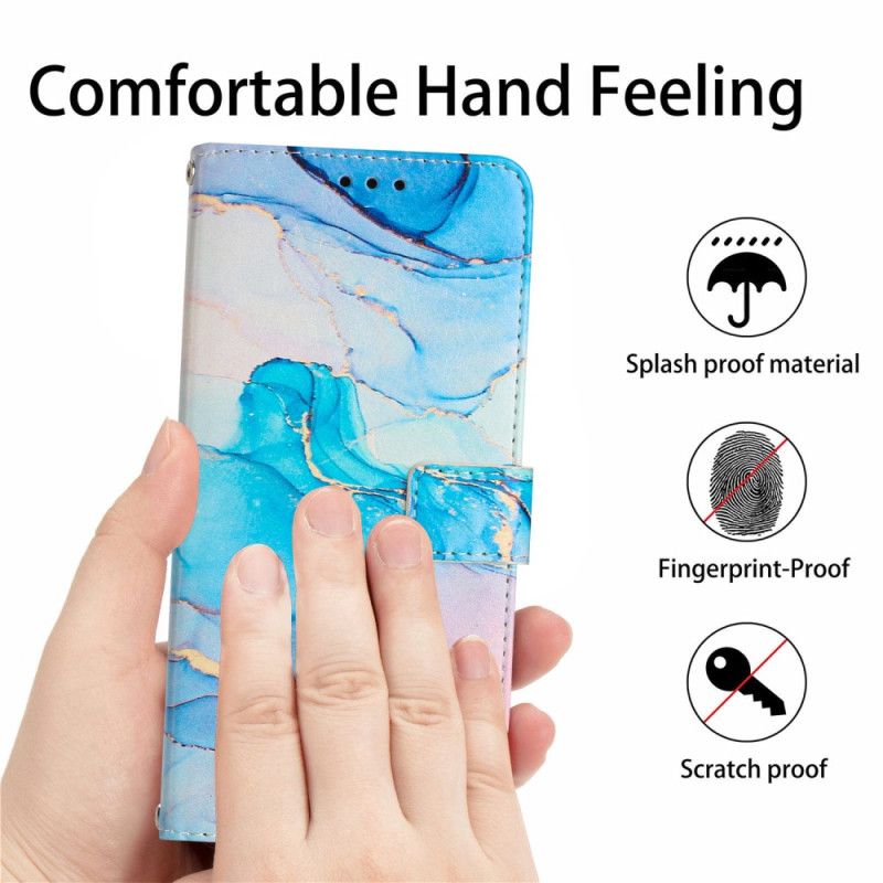 Kožené Puzdro Moto G73 5G Mramor S Popruhom Na Rameno