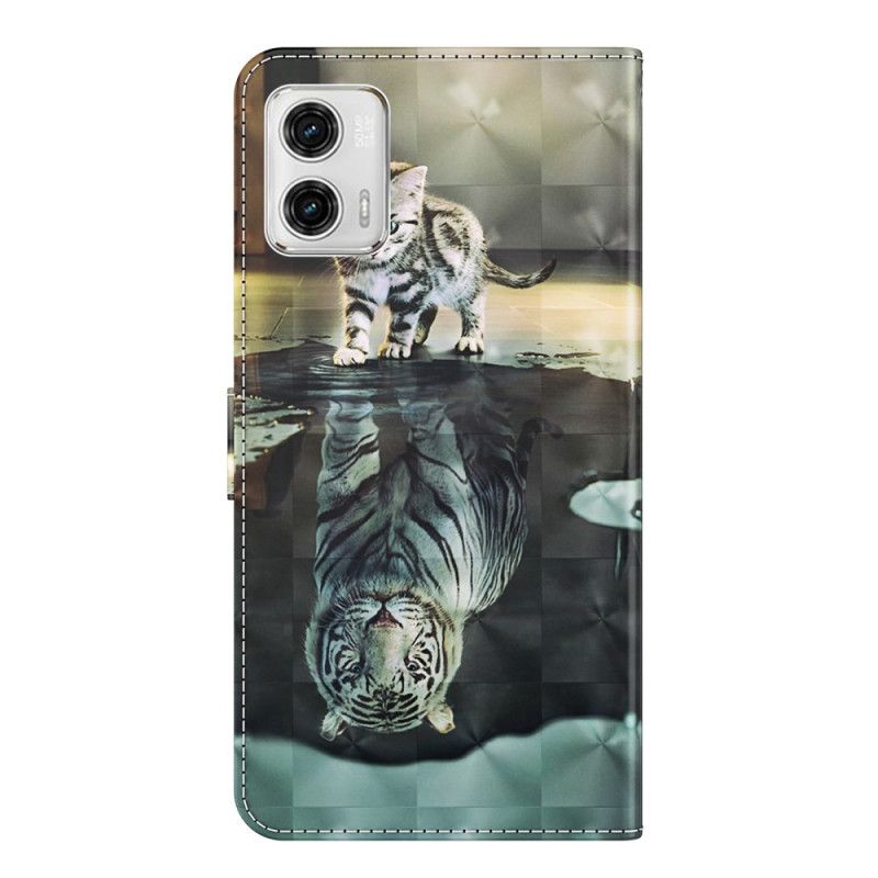 Kožené Puzdro Moto G73 5G Strappy Kitten Dream