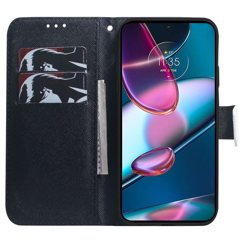 Kožené Puzdro Moto G73 5G Strappy Panda
