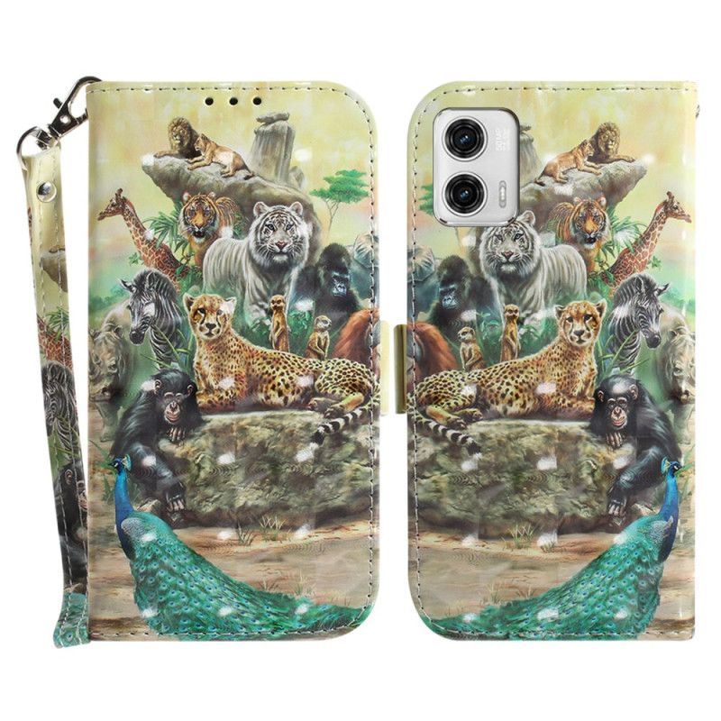 Kožené Puzdro Moto G73 5G Tangá Safari Zvieratká