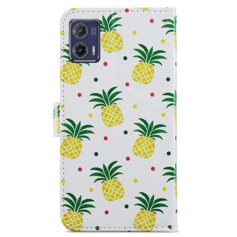 Peňaženkový Kryt Moto G73 5G Strappy Ananás