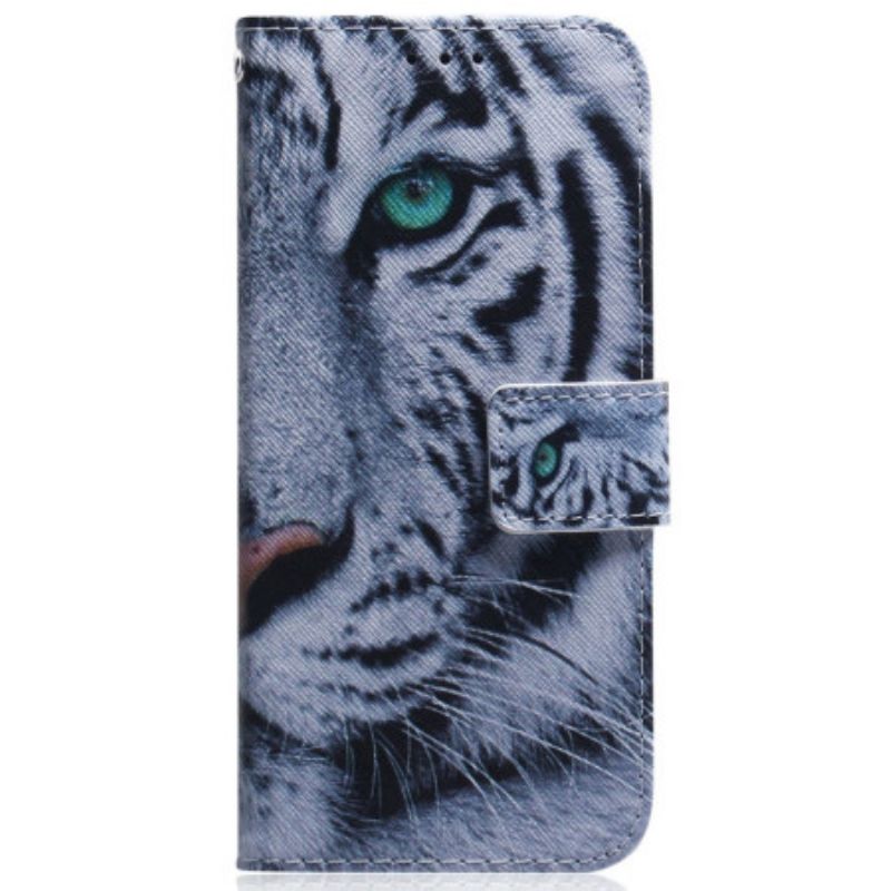 Kožené Puzdro Samsung Galaxy M13 Strappy Biely Tiger